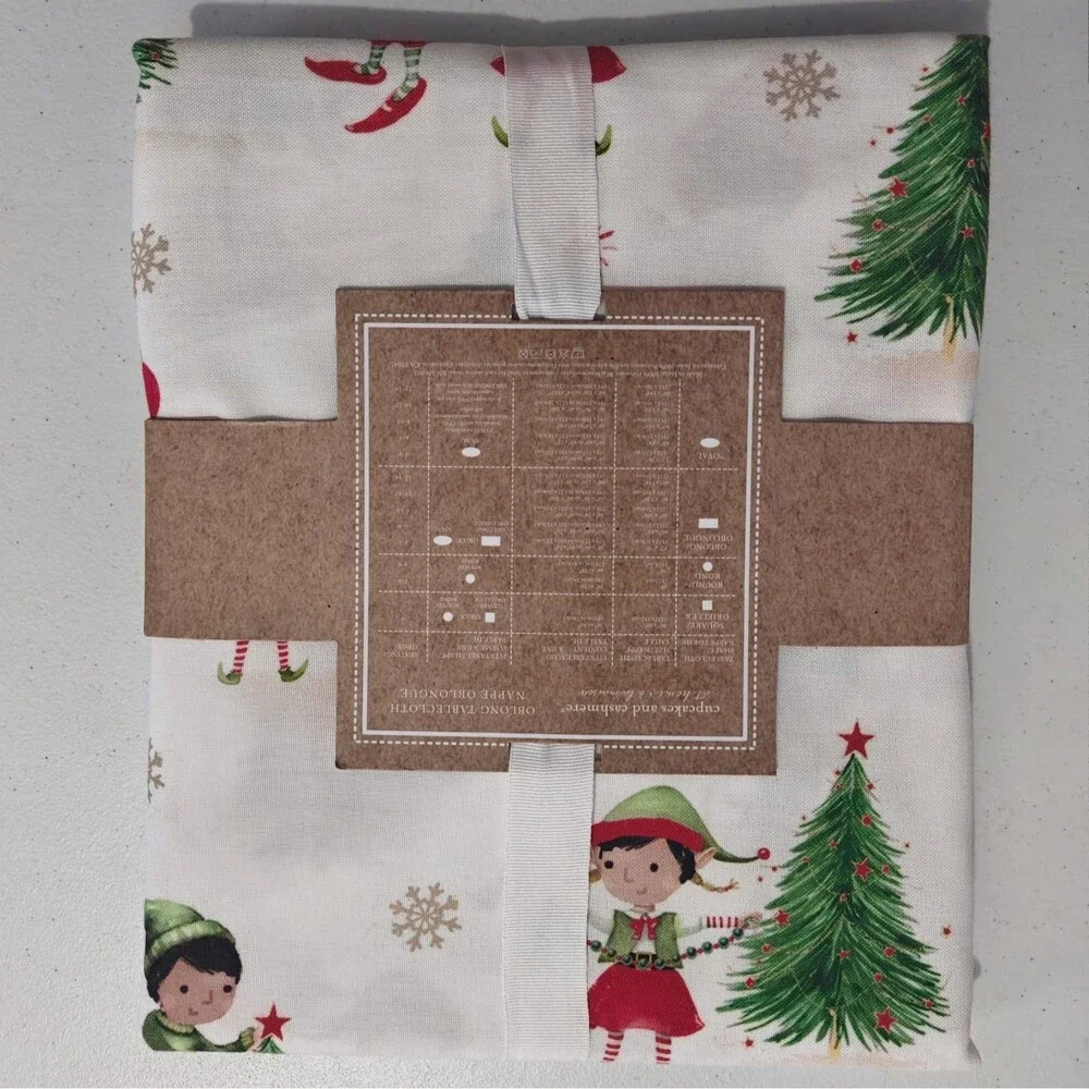 New Cupcakes and Cashmere Elf Christmas Tablecloth 60